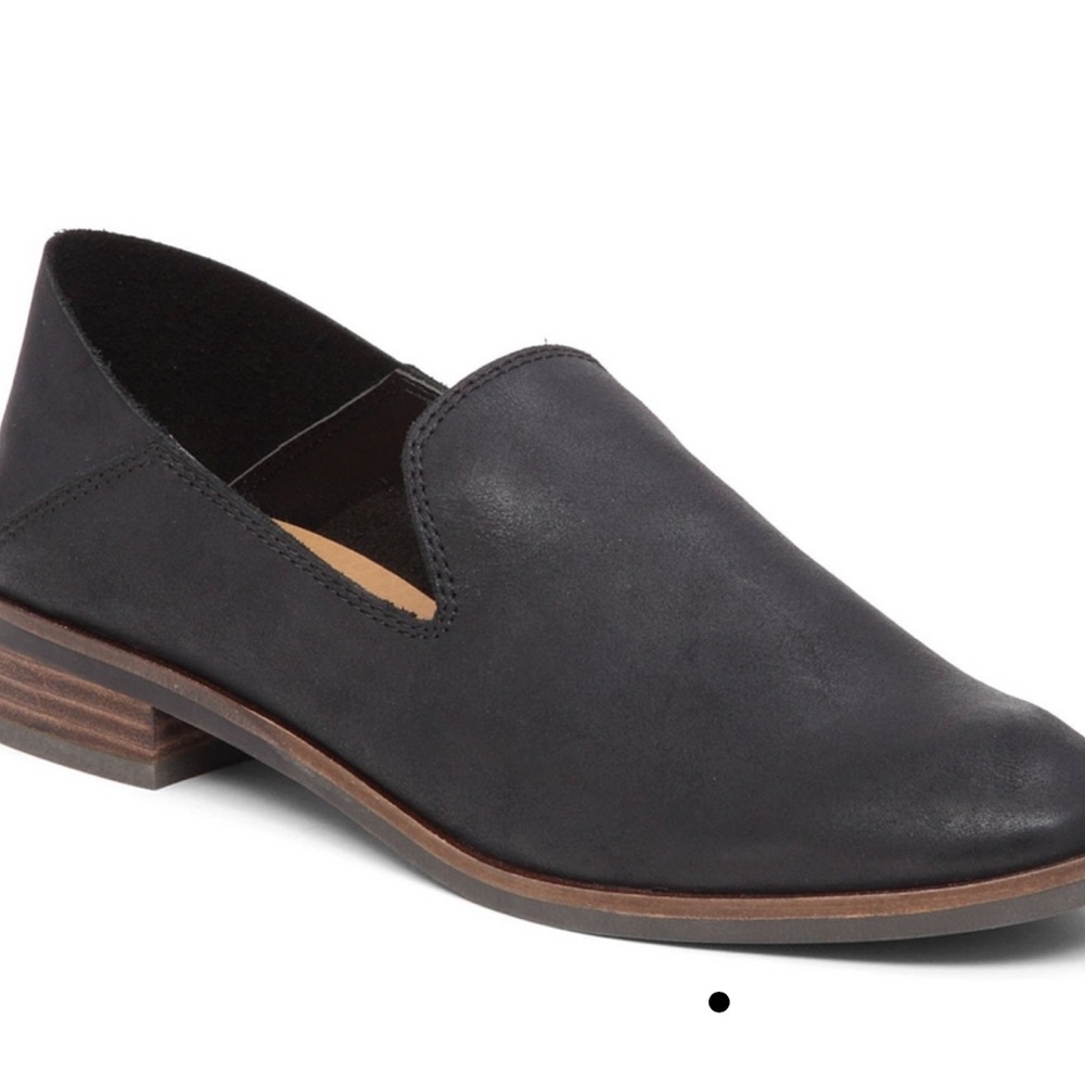 Lucky Brand Black Cahill Leather Flat Loafer